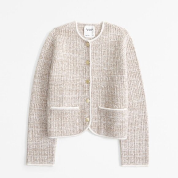 Abercrombie & Fitch Novelty Button Tweed-Inspired Sweater Jacket - Picture 1 of 9